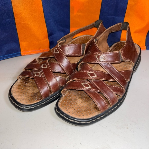 Josef Seibel Air Massage Brown Leather Comfort unisex sz 37 Criss-Cross Sandals main image 4